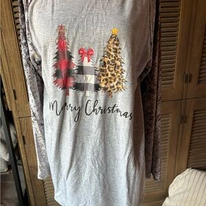Gray Merry Christmas Women's Top